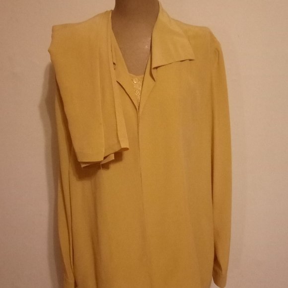 Vintage Silk boutiqueYellow long sleeve button up - Picture 6 of 12